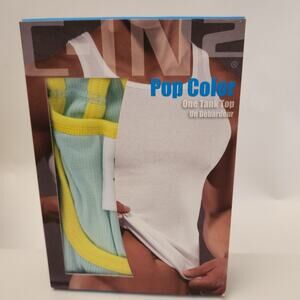 Pop color tank top men size medium blue with yellow trim for summer